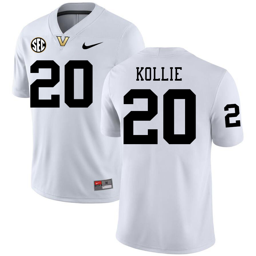 Prince Kollie Jersey, Vanderbilt Commodores #20 Prince Kollie Football Jersey, Uniforms-White